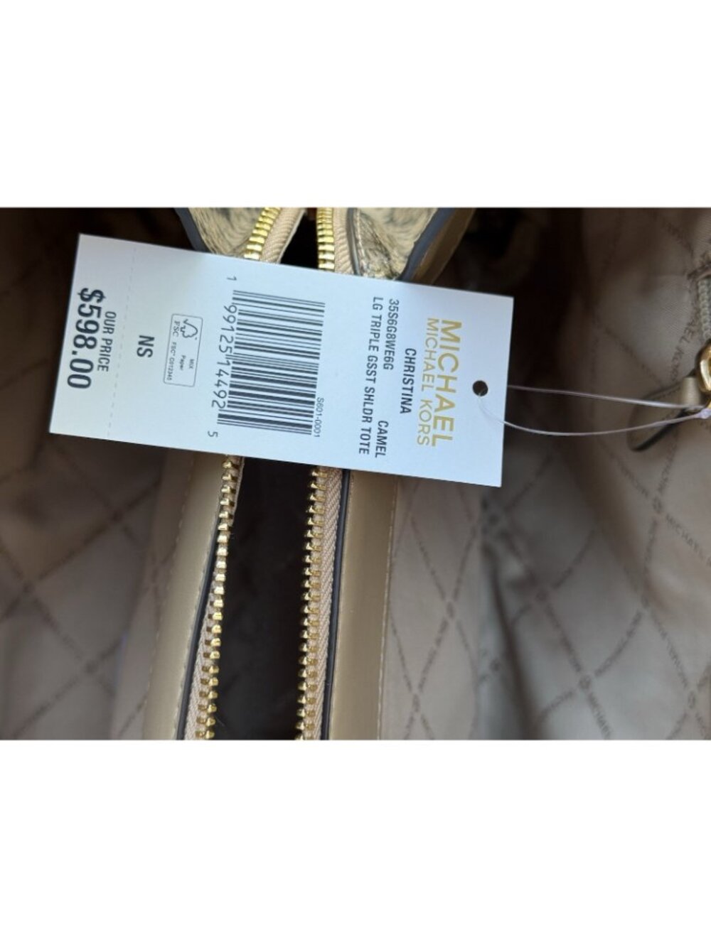 Michael Kors Christina Large Triple Gusset Shoulder Tote Snake Print NWT - Picture 10 of 10